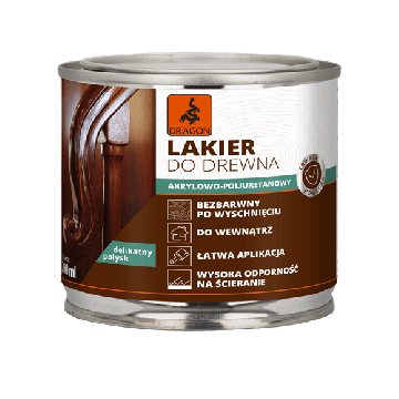 Akrüülpolüuretaanlakk Puidule värvitu õrn läige 200ml Dragon
